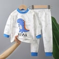 thumbnail image 3 of Odeerbi Toddler Boys Cotton Clothes Dinosaur Printed Spring Fall Outfits Set Summer Pajamas Set Cartoon Printed Sleepwear Two Piece Set Newborn Underwear Set Blue, 3 of 3