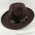 thumbnail image 3 of Sun Visor Men Women Hard Felt Wide Brim Fedora Panama Hat Autumn Vintage Cap, 3 of 8