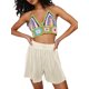 thumbnail image 2 of VISgogo, pantalones cortos sueltos elásticos informales para mujer, pantalones cortos de cintura alta plisados de Color sólido a la moda VISgogo  moda, 2 of 5