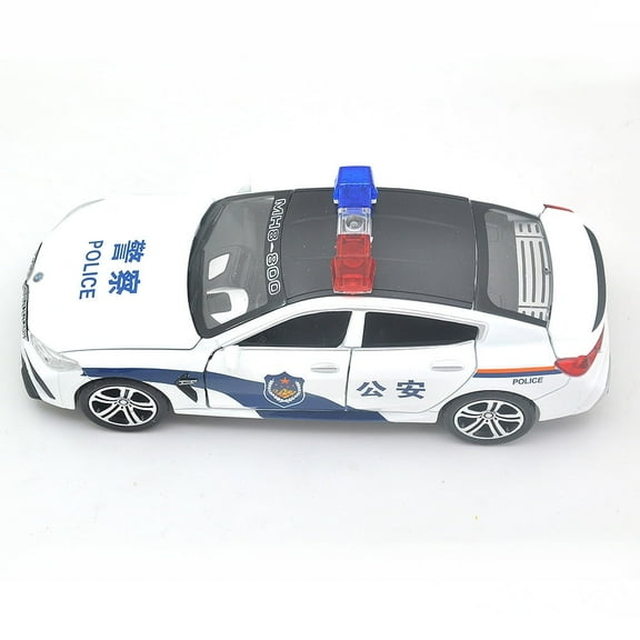 1:32 For BMW M8 Police Car Model Simulation Alloy Pull Back Sound And Light Boy Metal Car 110 Toy Car Collection Gift