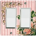 thumbnail image 1 of Metal Light Switch Plate Outlet Cover Elegant Pink Floral Striped Damask FLW076, 1 of 13
