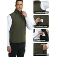 thumbnail image 4 of Satankud Mens Lightweight Softshell Vest Windproof Sleeveless Outerwear Zip Up Jacket Fleece Lined Waterproof Vest Outerwear for Running Hiking Travel Army-S, 4 of 10