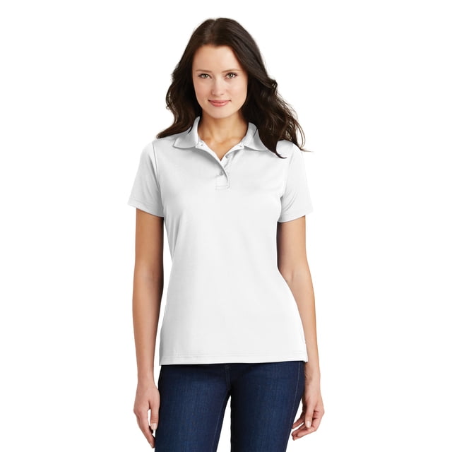 Polo de piqué de mezcla de policarbón para mujer Port Authority®. L497 Blanco L Autoridad Portuaria L497