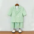 thumbnail image 4 of RMGVDSD Little Boys Formal Short Set Boy's Casual Suit Set Summer Short Sleeved Suit Jacket And Shorts For Show Performance Party Outfits 7-8 Years, 4 of 9