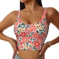 thumbnail image 2 of Lsque Small Coral Red Flowers Printed Women'S Sports Bra, Compression, Moisture Wicking, High-Impact Sports Bra For Women,Supportive sports bra-Small, 2 of 9