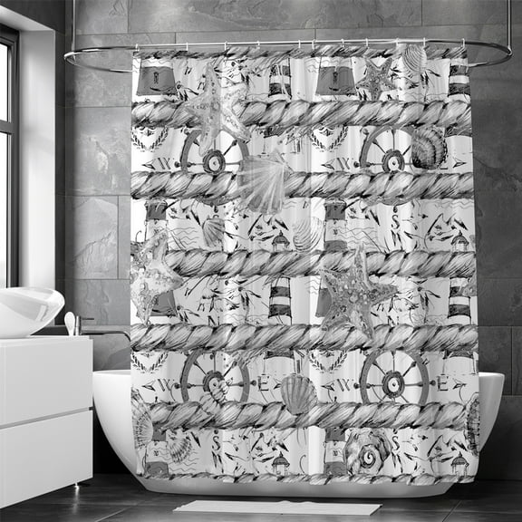 Sailing Starfish Rudder Rope Shower Curtain Bathroom Curtain Polyester 3D Digital Printing Shower Curtain