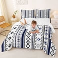 thumbnail image 3 of jejeloiu Classic Tribal Full Size Comforter Sets,Traditional Print Bedding Comforter Set For Boys,Blue White,Reversible,3pcs,1 Comforter and 2 Pillowcases, 3 of 7