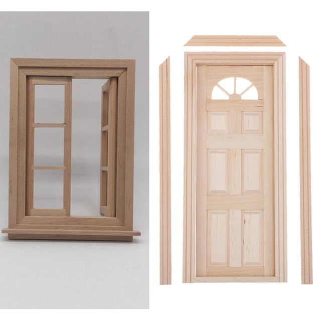 1/12s de Puertas DIY Mini Dollhouse Miniatura Ventana de 6 Paneles de en \ U0026 Hugo Ventana y puerta de la casa de muñecas