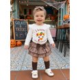 thumbnail image 5 of RUINIXCW Baby Girls Thanksgiving Clothes, Long Sleeve Letters Turkey Romper with Plaid Shorts Headband Socks, 5 of 9