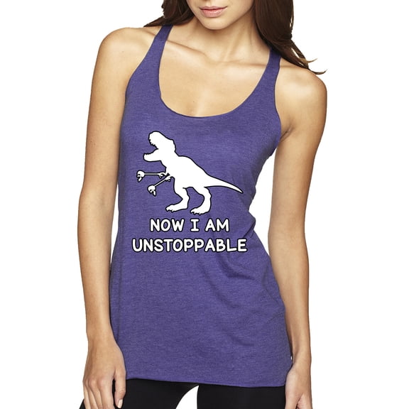 Wild Bobby, Unstoppable T Rex Funny, Pop Culture, Women Tri-Blend Racerback Tank Top, Purple Rush, Small