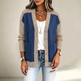 thumbnail image 4 of Daiosportswear Cardigan Sweaters for Women Long Sleeve V Neck Button Up Knit Loose Color Block Outwear Coats Khaki, 4 of 9