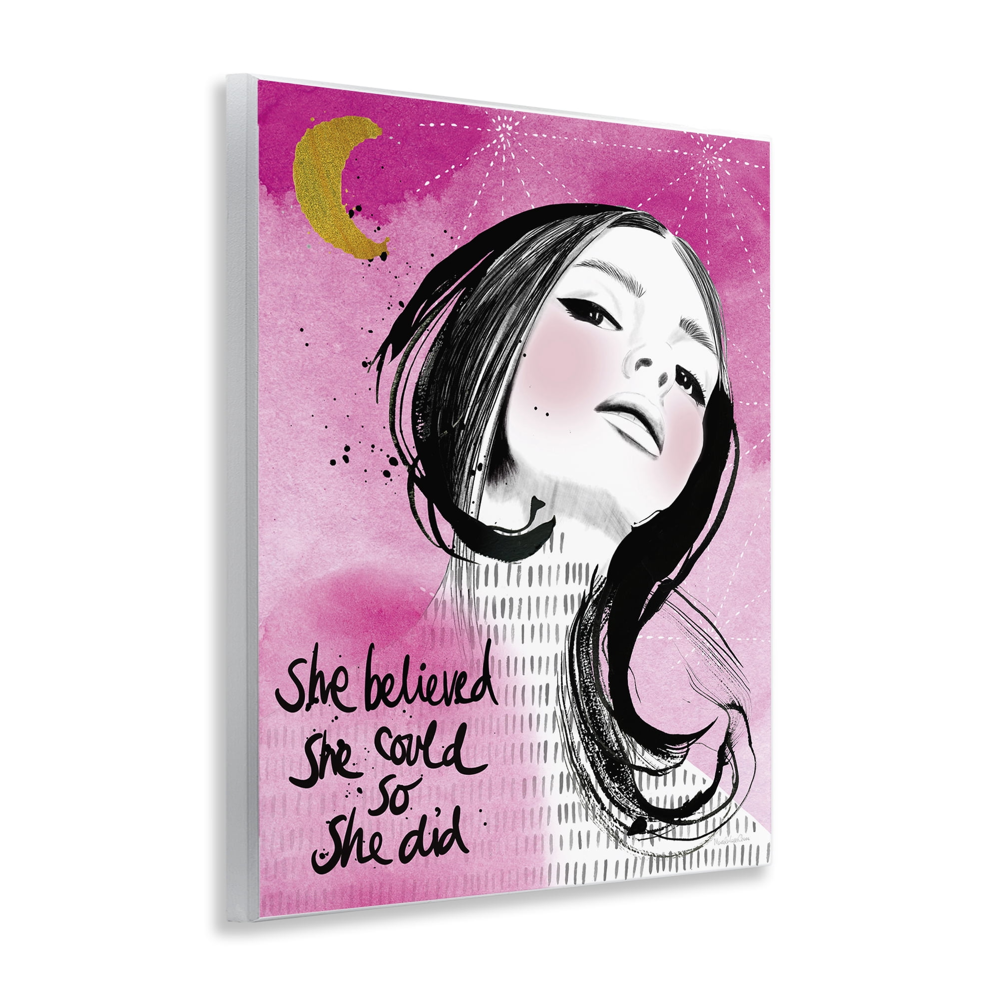 Stupell Industries Inspirational So She Did Novelty Painting Unframed Art Print Wall Art, 11 x 14
