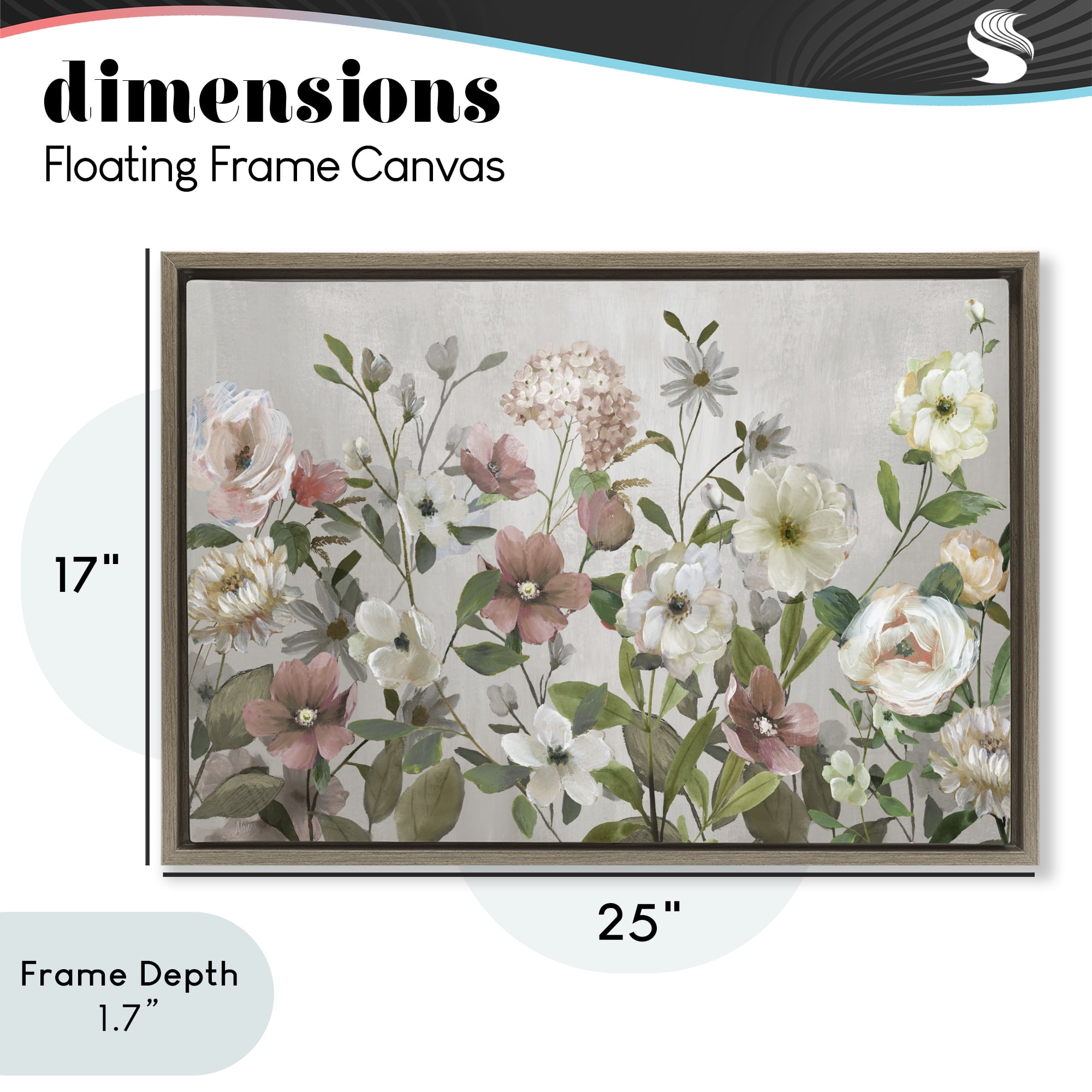 Stupell Industries Garden Meadow Arrangement Brown Framed Floater Canvas Wall Art, design by Nan