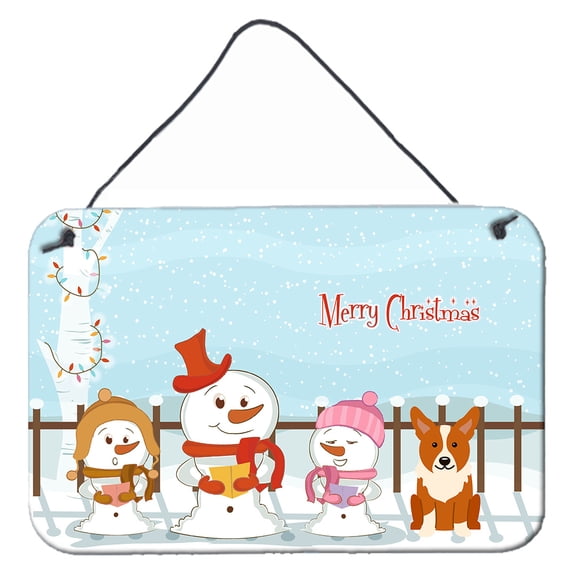 Carolines Treasures BB2431DS812 Merry Christmas Carolers Corgi Wall or Door Hanging Prints 8x12 multicolor