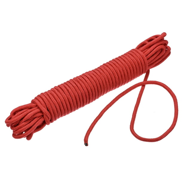 Uxcell Nylon Rope Solid Braided 1 Roll of 0.23 inch x 49.2 Foot Red 
