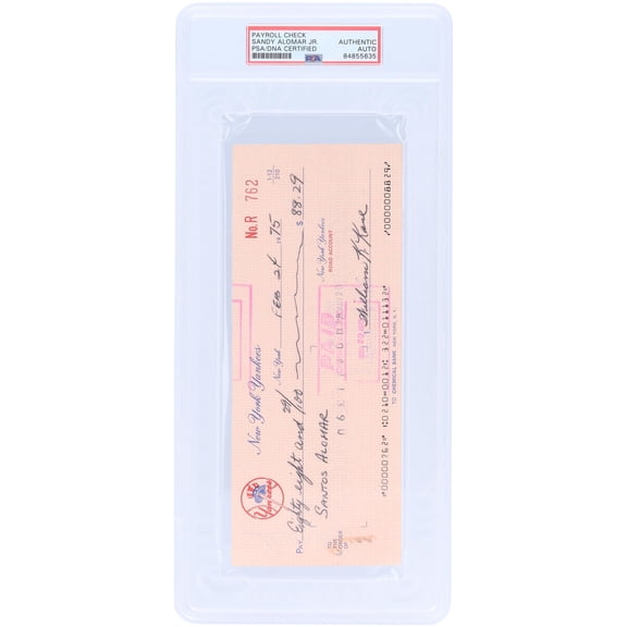 Sandy Alomar Jr. New York Yankees Autographed Check from February 24, 1975 - PSA 84855635 - Fanatics Authentic Certified