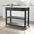 thumbnail image 2 of Crosley White Granite Top Kitchen Cart in Black, 2 of 7