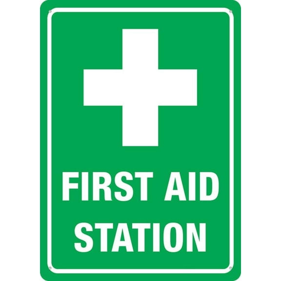 First Aid Station Sign Outdoor, Uv Printed Rust Free Aluminum 12 X 8 In,Yard Sign For Home, Business, Driveway Alert