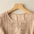 thumbnail image 5 of Ichuanyi Womens Summer Embroidered V Neck T Shirts Casual Short Sleeve Breathable Faux Cotton Linen Tops Loose Fit Basic Tees, 5 of 9