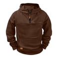 thumbnail image 4 of Boys Quarter Zip Trendy Hoodie Casual Long Sleeve Front Pocket Warm Kids Fall Pullover Sweatshirt Brown 5-14, 4 of 8