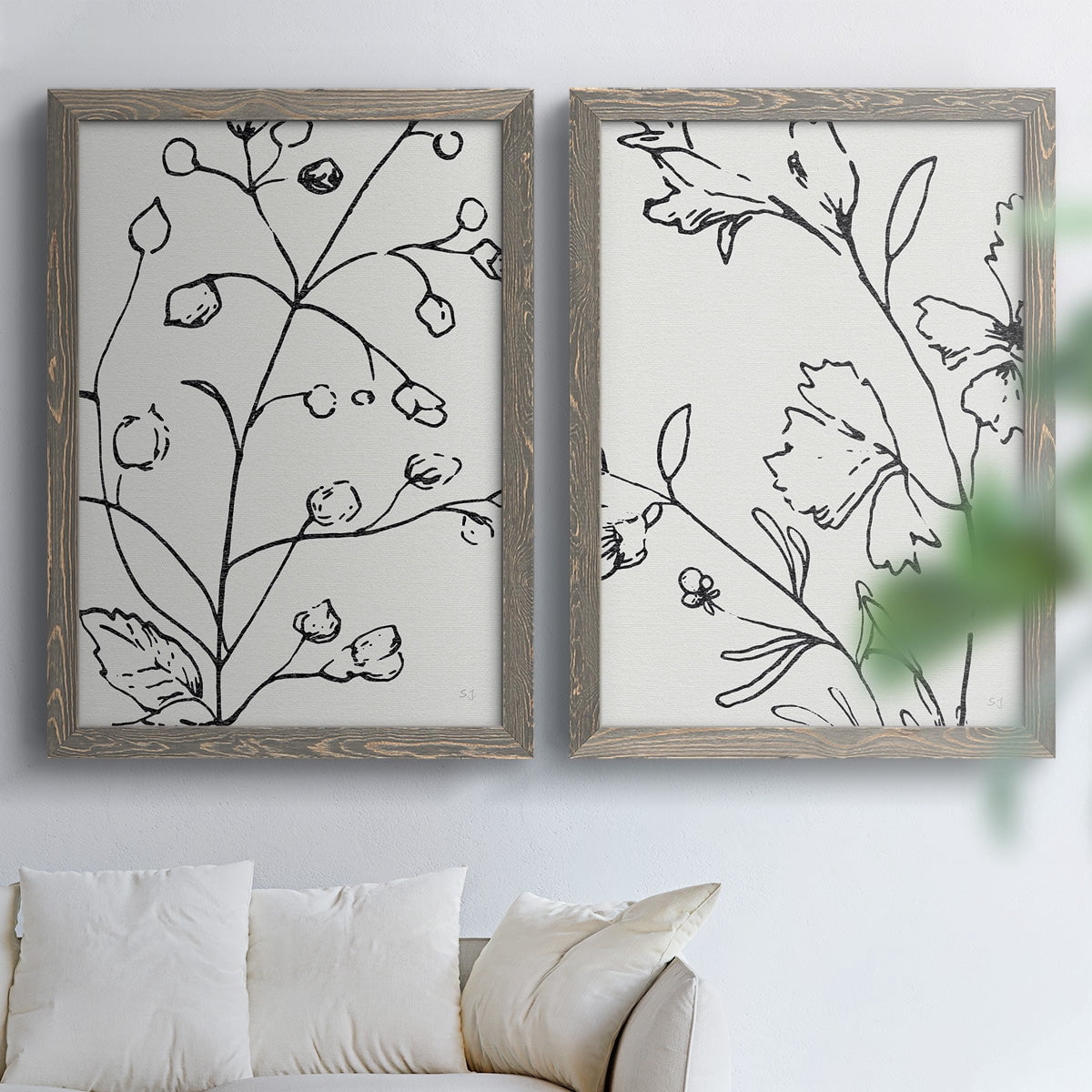 Botanical Sketch I - Premium Framed Canvas 2 Piece Set - Ready to Hang