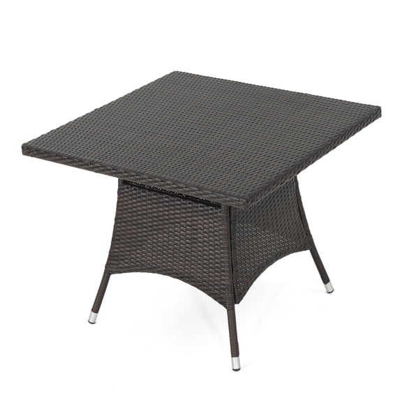 GDF Studio Dilon Outdoor Wicker Square Dining Table Multibrown, 4 Person
