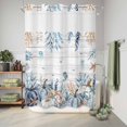 thumbnail image 6 of No Hook Shower Curtain with Built-in Rings - Thanksgiving Fall Coastal Washable Waterproof Fabric Bathroom Curtains for Hotel,Rentals, 72 X 84 Inch Extra Long , Blue Pumpkins Sealifes, 6 of 9