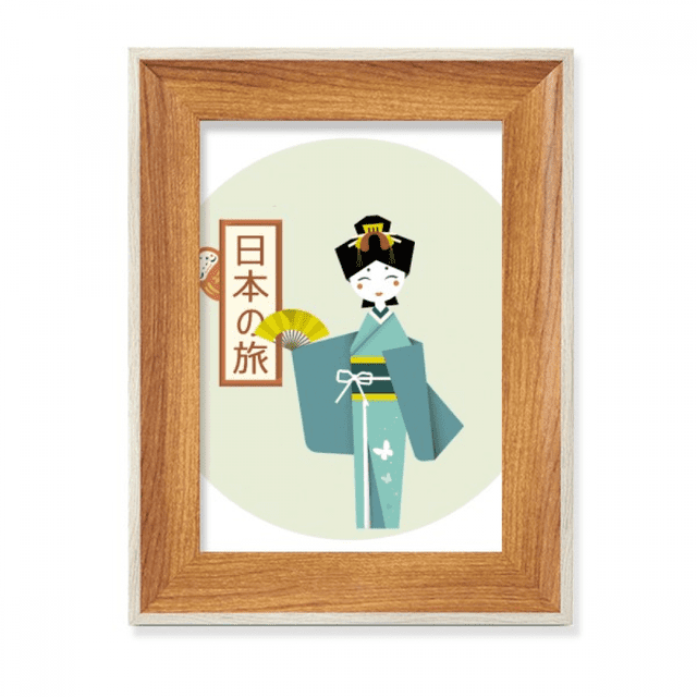 Traditional Japanese Ancient Girl Desktop Wooden Photo Frame Display Picture Art Painting Multiple Sets