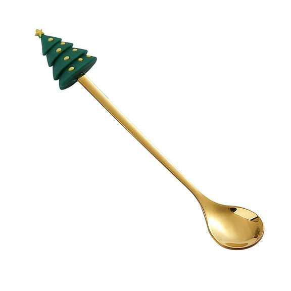 Stainless Steel Spoon, Christmas Dessert Spoon, Festive Pendant Tableware for Holiday Parties and Family Gatherings, Durable Polished Kitchen Utensil for Coffee Tea Cocktail Mixing