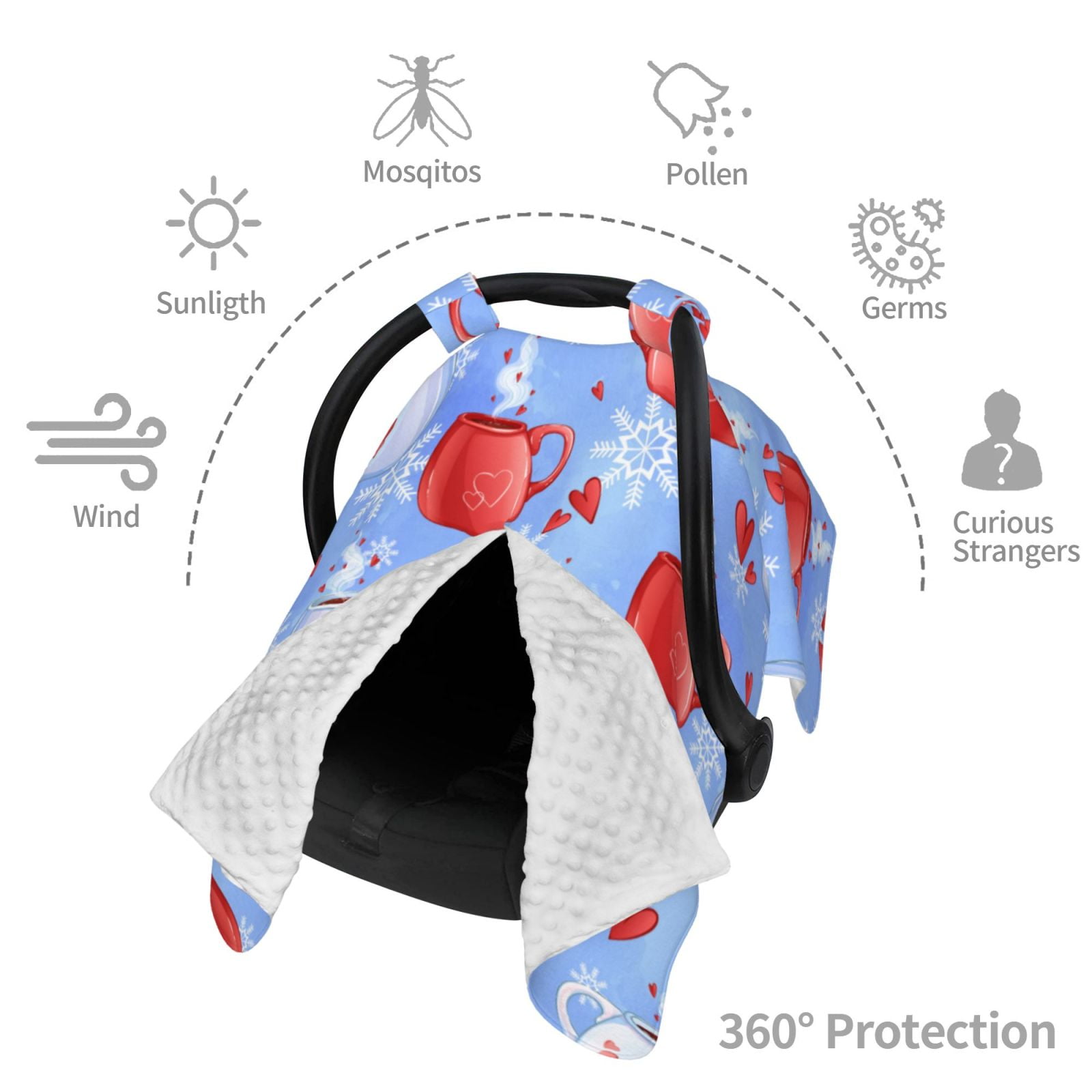 Car Seat Cover Baby - coffee love cup winter Breathable Infant Car Seat Cover for Baby Carseat, Lightweight Comfort Baby Essentials Must Haves Newborn Stuff for Girl Boy