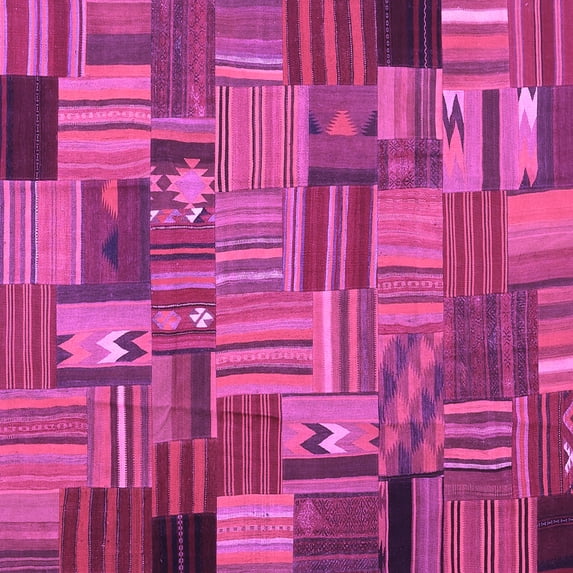 Ahgly Company Indoor Square Patchwork Purple Transitional Area Rugs, 7' Square