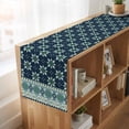 thumbnail image 6 of Table Runners 36 Inches Long Dress Scarves, Dark Blue Flowers Farmhouse Kitchen/Dining Table Runner, Short Coffee Tablerunners, Vintage Rustic Abstract Floral Aesthetic 13x36 Inch, 6 of 9