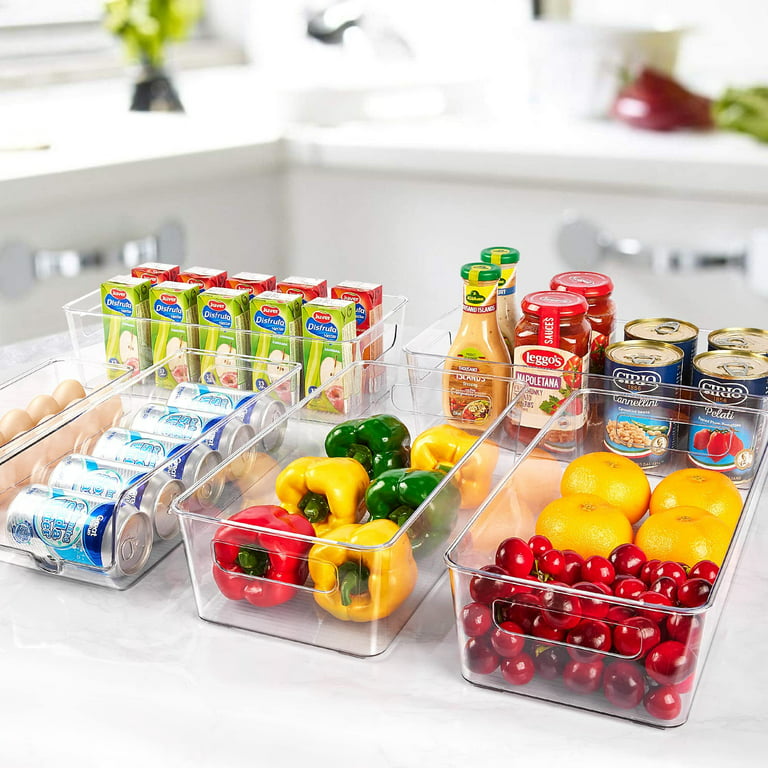 Set of 8 Refrigerator Organizer Bins, Vtopmart Clear Plastics Fridge Organizers and Storage with Handles, Size: 13.6L x4.3 W x 3H
