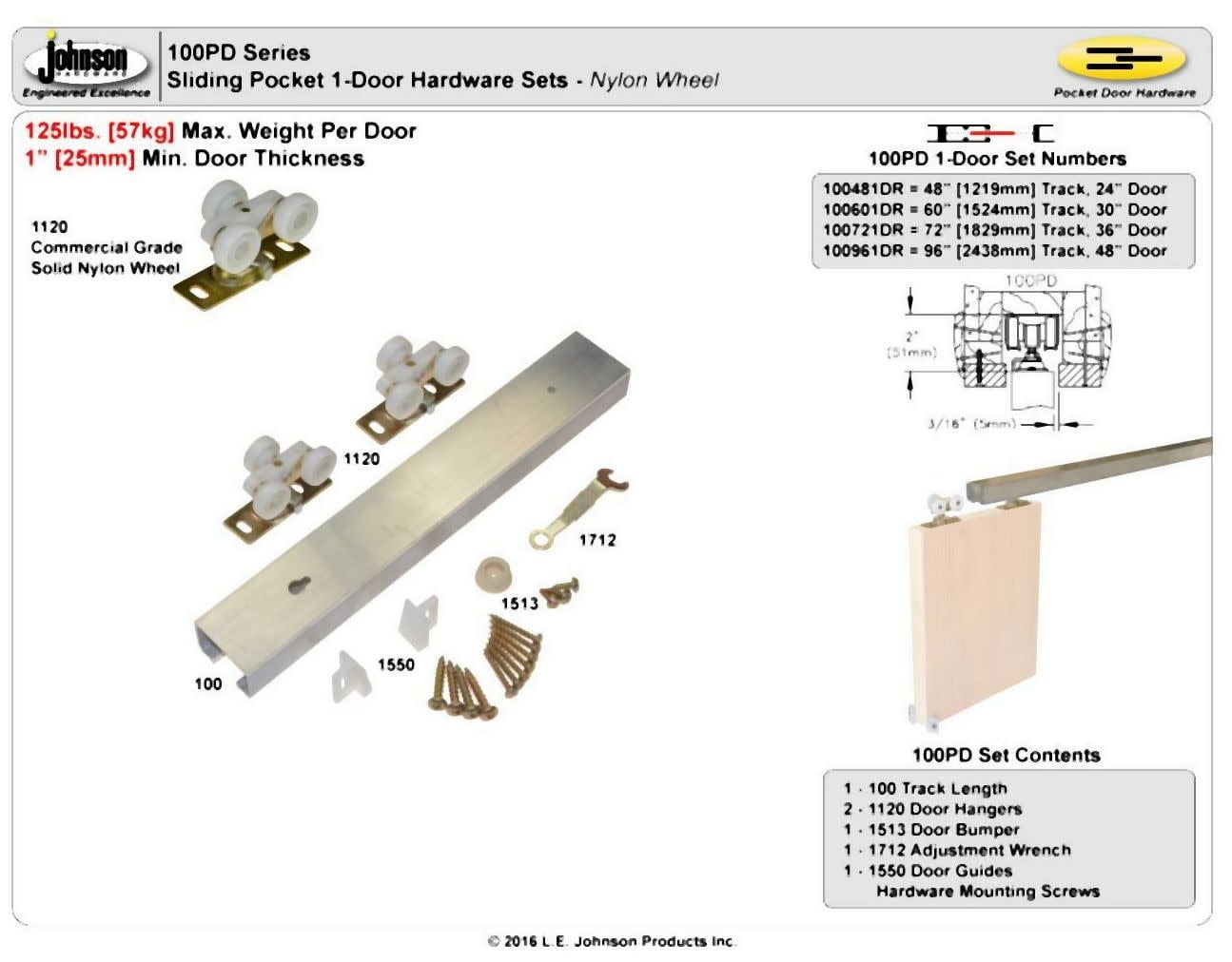 Buy 6' Pocket Door Track Kit (125 lb. Capacity) Online at Lowest Price