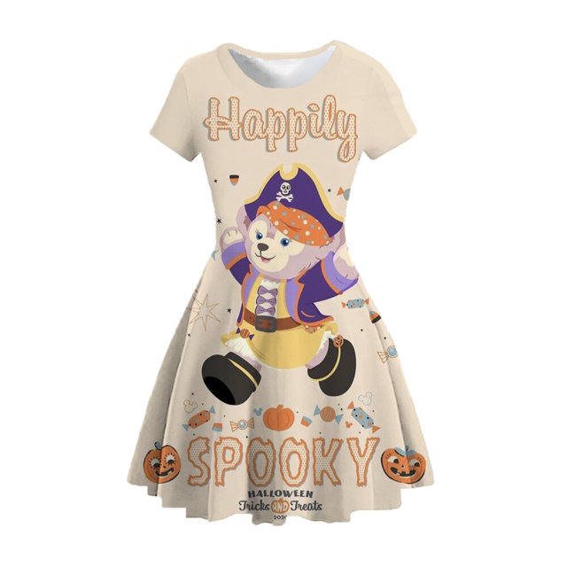 Vestido de Halloween para niña, oso de Disney, Duffy, estrella, rocío, estampado de calabaza, Cosplay, vestido de fiesta, informal, Kawai, hasta la rodilla, Dress150 Gao Jinjia LED