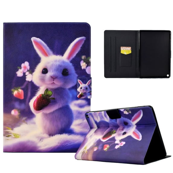 SaniMore for HD 10 & HD 10 Plus Tablet (11th Generation, 2021 Release) Case, PU Leather Wallet Flip Case Auto Wake/Sleep Card Slots Multiple Viewing Angles Full Wrap Protective Fashion Case, Rabbit