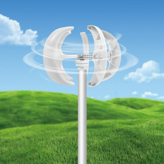 5 Blades Wind Turbine Generator White Nylon Fiber Wind Generator Vertical Axis Wind Power for Home Use Monitoring Use