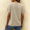 thumbnail image 6 of Paiwinds Women's Linen Blend V-Neck Short Sleeve Top with Button Detail - Loose Casual Summer Shirt in Beige, 6 of 9