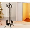 thumbnail image 2 of Fire Beauty 5 Pieces Fireplace Tools Sets Fireplace Accessories Tools Holder with Handles Tools for Indoor Fireplace Decor Outdoor Fire Pit Modern Tool(Sanded Black), 2 of 9