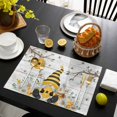 thumbnail image 3 of Yellow Gnomes Placemats Set of 6, Spring Floral Bees Daisy Branches Wooden Placemats for Dining Table, Place Mats for Kitchen Tabletop, Waterproof Wipeable Dining Table Mats Set, 3 of 9