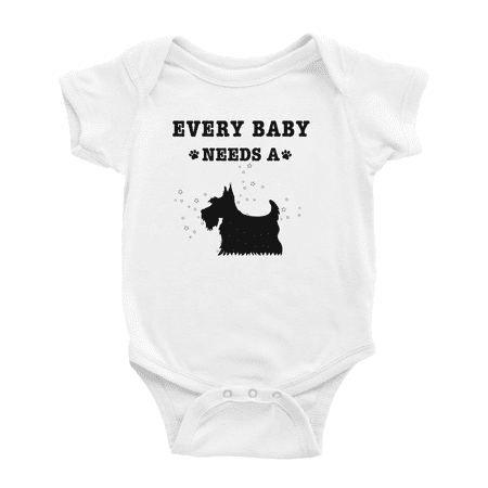 

Every Baby Needs A Scottish Terrier Dog Funny Baby Bodysuit For Boy Girl 0-3 Months