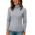 thumbnail image 4 of Hearthz Womens Turtleneck Sweater Dressy Mock Neck Ribbed Womens Long Sleeve Shirt Knit Oversized Basic Womens Tunic Tops, 4 of 4