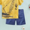 thumbnail image 5 of Toddler Boy Outfit Set Toddler Baby Boy Crane Construction Print Short Sleeve T-Shirt & Solid Shorts 2-Piece Summer Outfit Toddler Boy Summer Clothes, 5 of 6