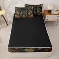 thumbnail image 4 of Castle Fairy Camo Flag Deer Zipper Twin Comforter Sets with Fitted Sheet and 2 Pillowcases,Oak Vine Distressed Stars Zipper Bedding Set,Olive Black Brown,Black Reversible,4-Piece, 4 of 6