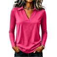 thumbnail image 3 of Garbnen Polo Shirt Women V Neck Women's Long Sleeve Shirt Casual Fitted Outdoor Lightweight Trendy Office Golf Shirts Women M, 3 of 8