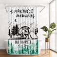 thumbnail image 1 of Camper RV Shower Curtains Funny Camping Fabric Shower Curtain Accessories for Travel Trailers, Happy Camp Bathroom Decor Rustic Green Forest Camping RV Shower Curtain Set with Hooks 47X64IN, 1 of 7