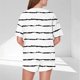 thumbnail image 4 of Pijama informal holgado con estampado de cuello redondo y manga corta para mujer, de poliéster, 4 of 5