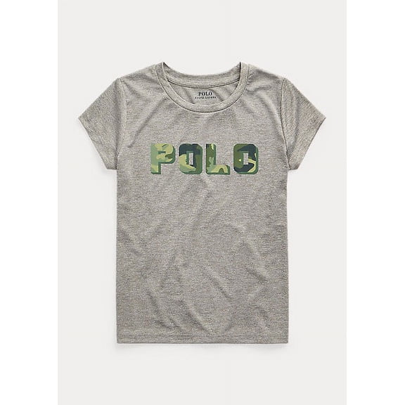 Polo Ralph Lauren ANDOVER HEATHER Girls Camo Logo Interlock Tee, US 6X