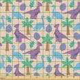 thumbnail image 2 of Ambesonne Dinosaur Fabric by the Yard Upholstery, Palm Trees Jurassic Art, 1 Yard, Pale Purple and Azure Blue, 2 of 5