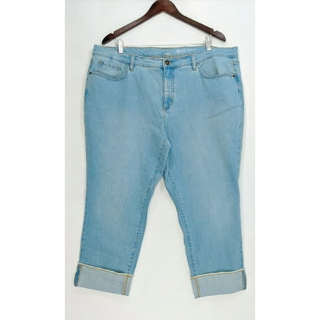 Petite Blue Jean - Denim & Co. Women's Petite Jeans 20WP Classic Denim Cuff Blue A305411
